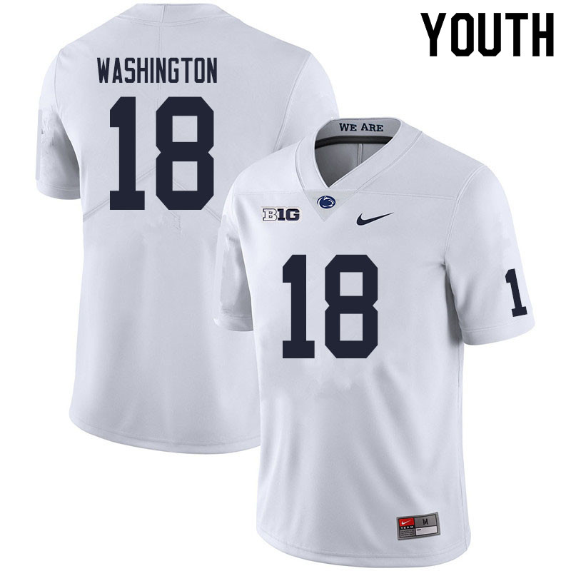 Youth #18 Parker Washington Penn State Nittany Lions College Football Jerseys Sale-White - Click Image to Close